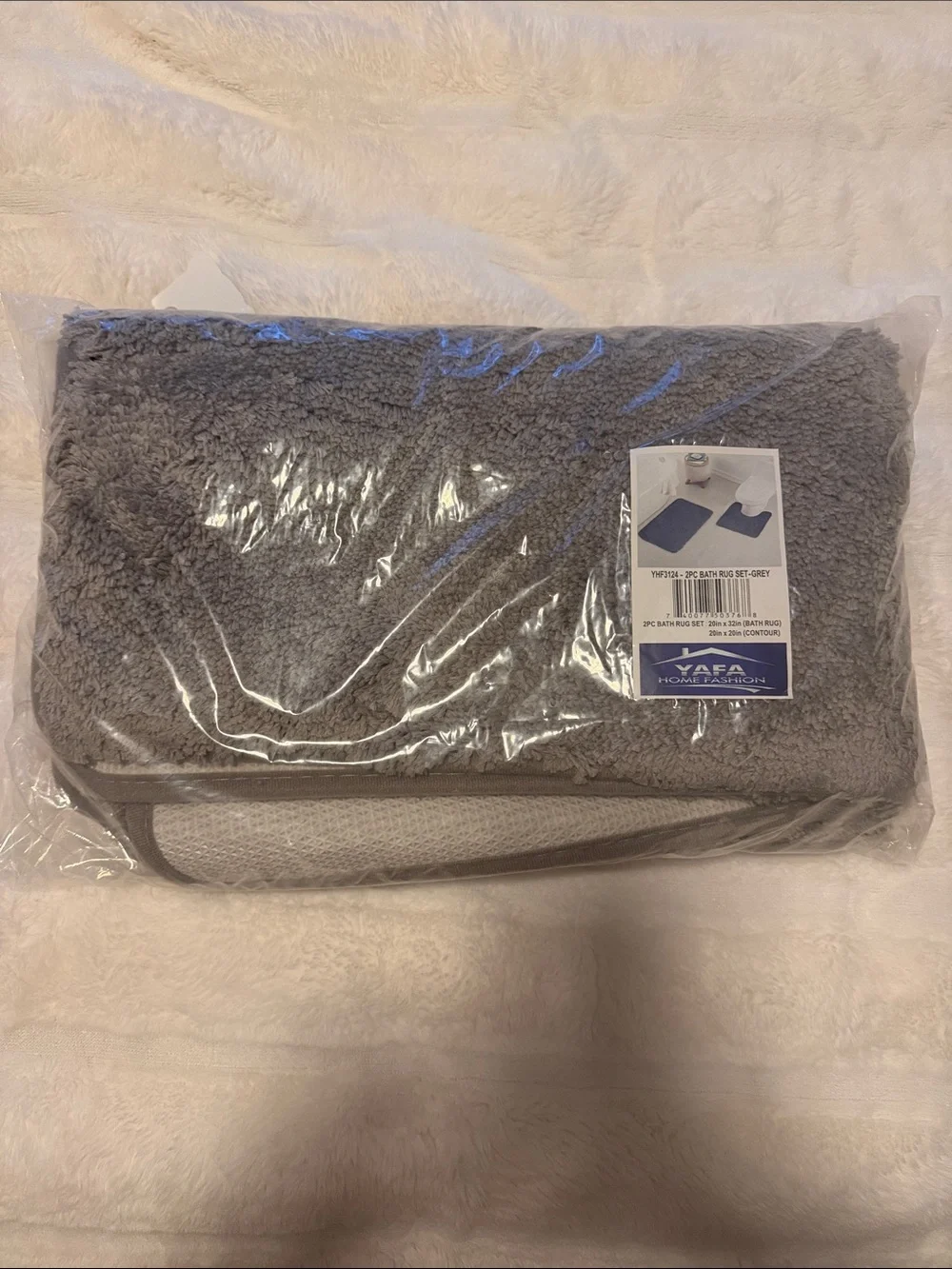 Yafa Home Fashion Gray Plush Bath Rug Set